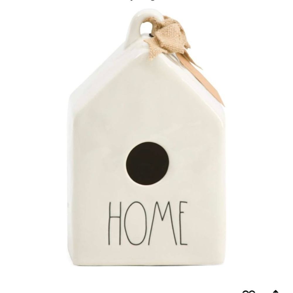 NEW in box Rae Dunn HOME White Ceramic Birdhouse with Ribbon patio‎ lawn garden